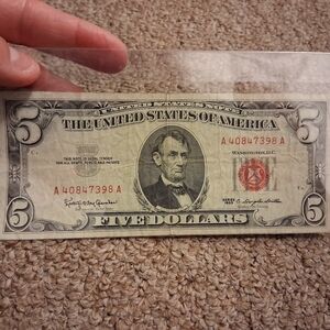 $5 1963 Red Star Note Great Condition